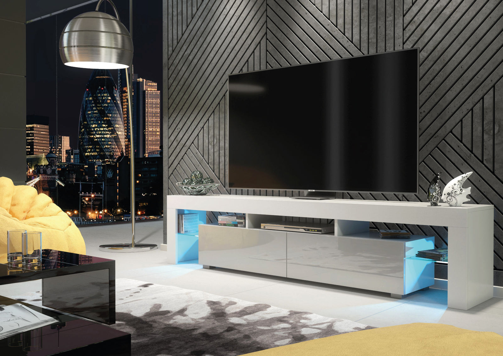 Nova Tv Unit 200cm With Led Lights | Grey