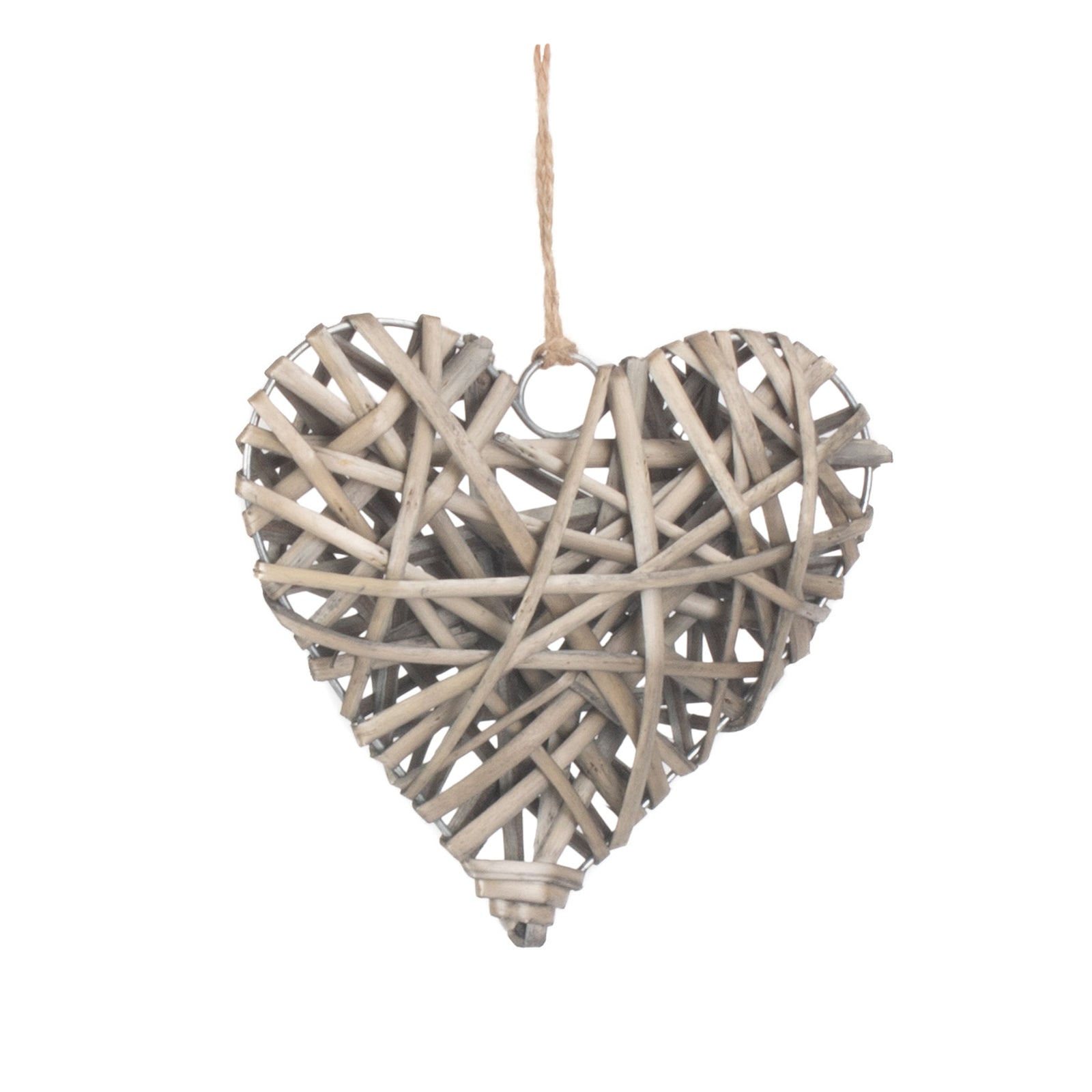 Wicker Full Antique Wash Heart | Small | Gray