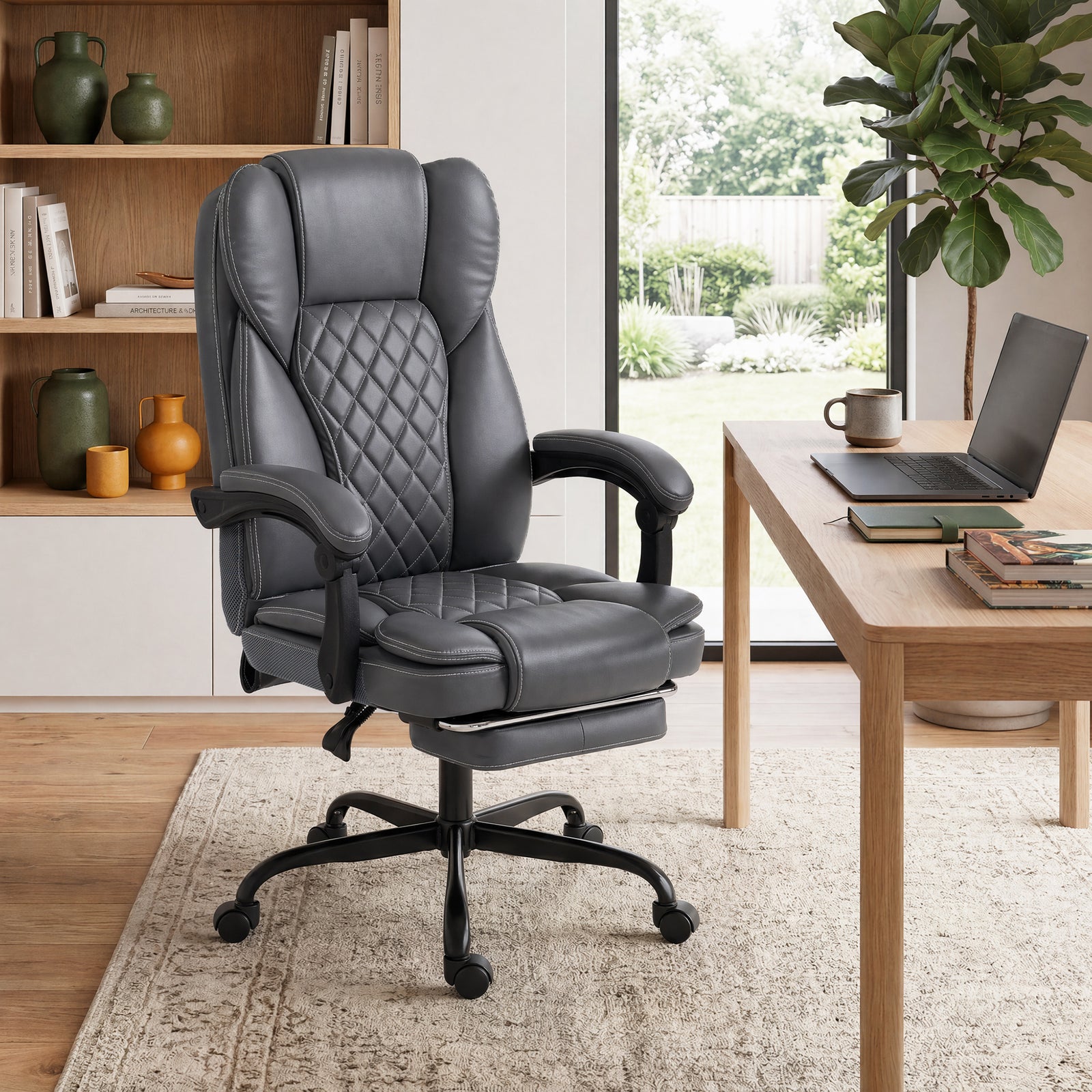 Home Office Chair Reclining Function High Back | Grey