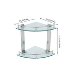 2-tier Tempered Glass Corner Shelf Bathroom Wall Mounted