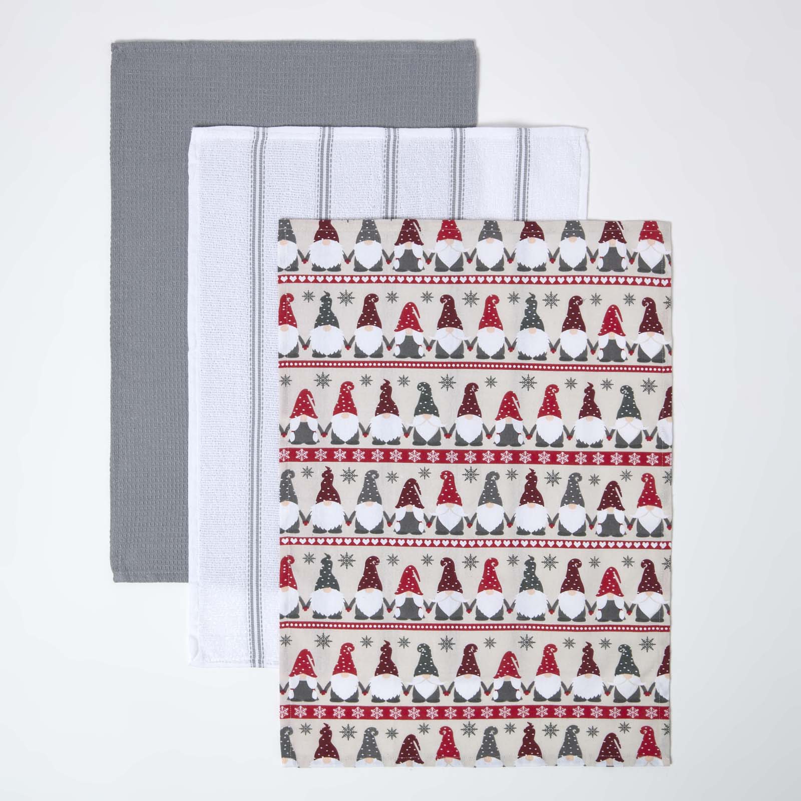 Gonk Christmas Tea Towels Set Of 3