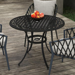 Garden Table W/ Parasol Hole, Cast Aluminum, Black