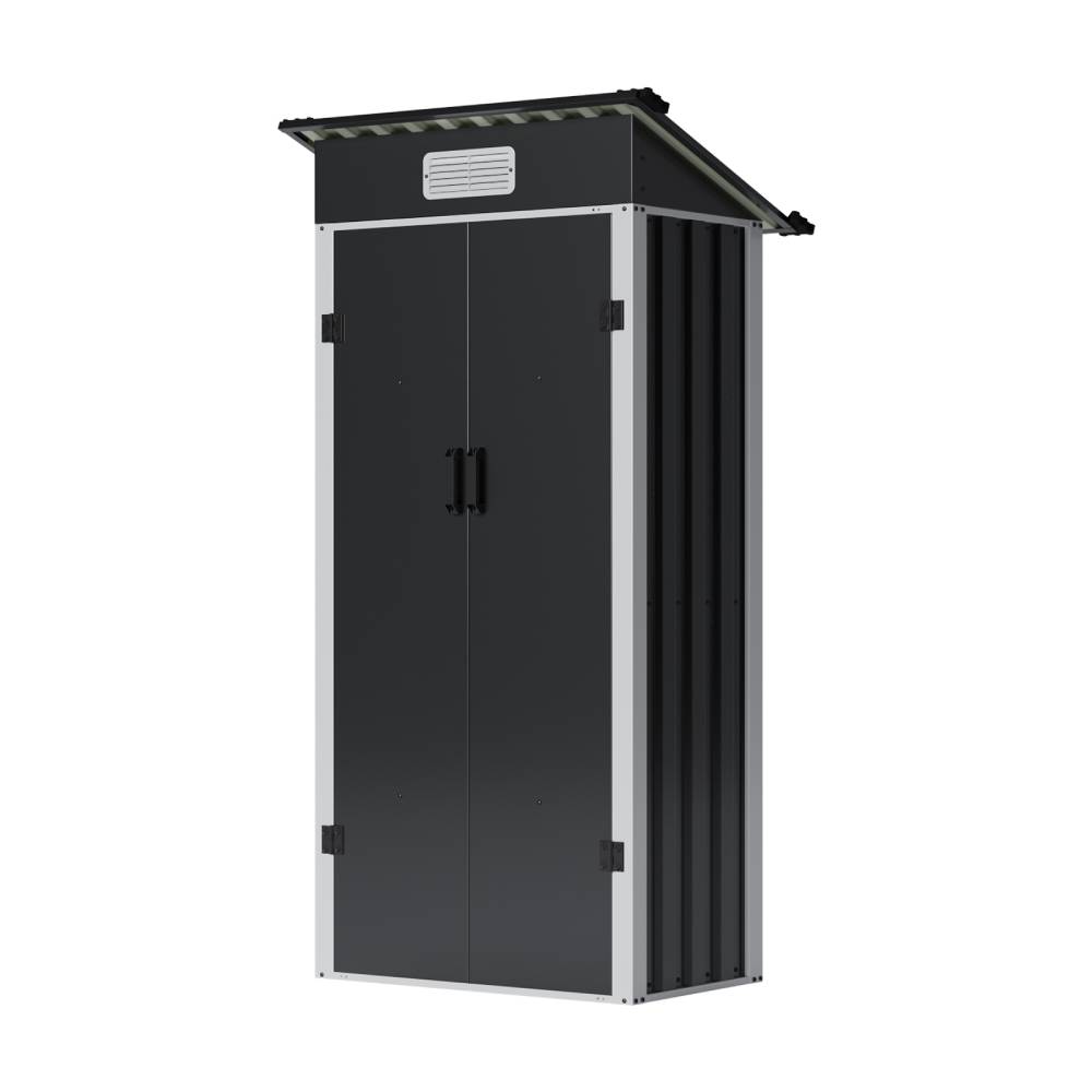 3x2ft Outdoor Metal Garden Storage Shed Small Garden Shed | Black & White