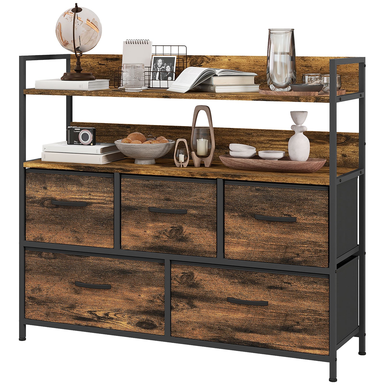 Bedroom Chest Of Drawers 4/5/6/7 Drawer Dresser W/ Shelf | Medium | Brown