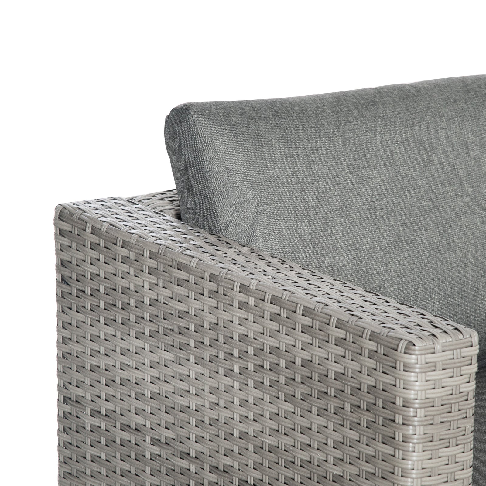 3 Pcs Outdoor Pe Rattan Sofa Set W/ Glass Table