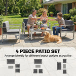 Outsunny 4 Seater Aluminium Garden Furniture Sofa Set With Olefin Cushions