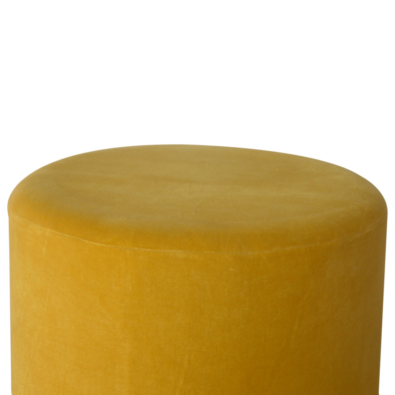 Solid Mango Wood In818 - Mustard Velvet Footstool With Gold Base