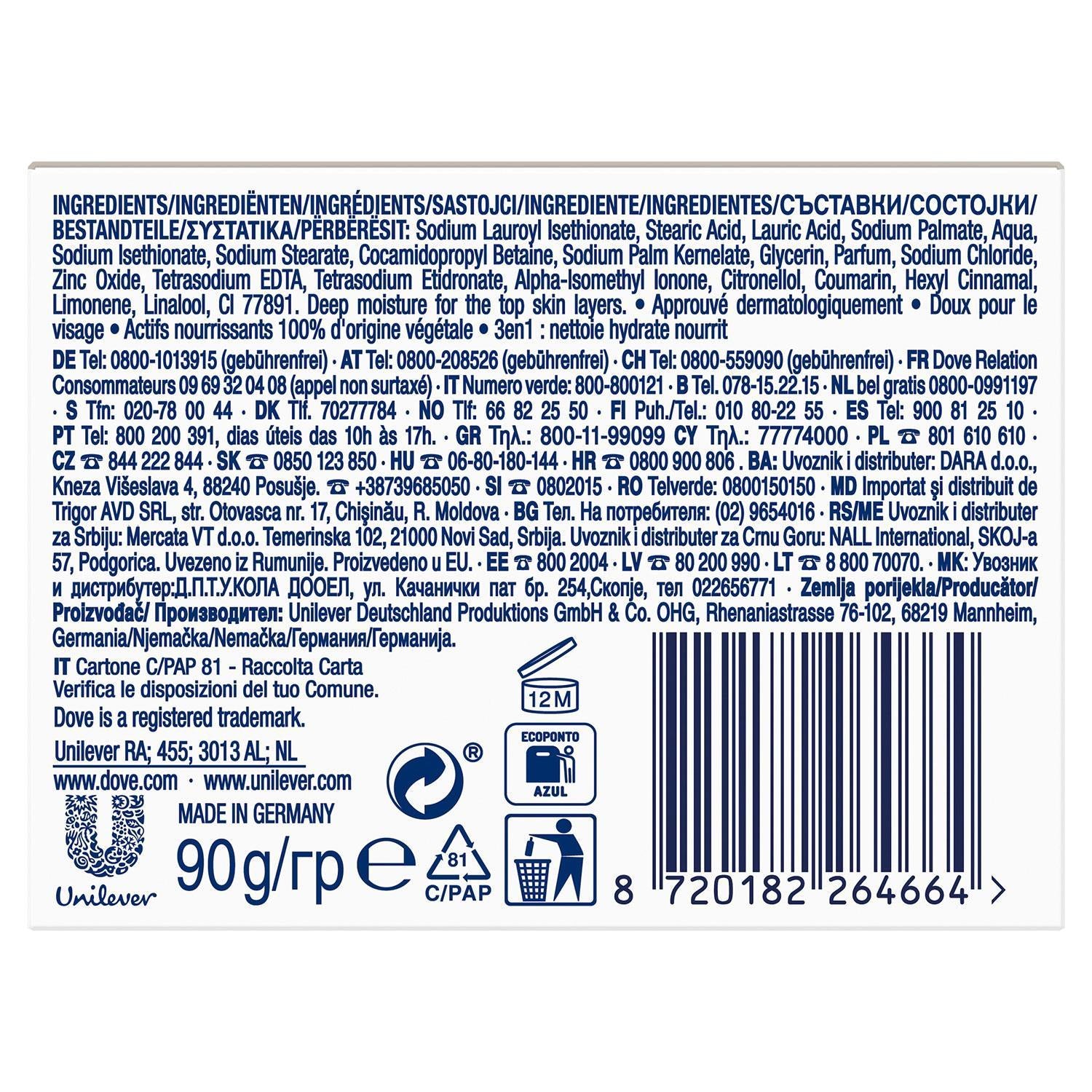 Original Beauty Cream Bar Deep Moisture For Soft And Smooth Skin 4x90g, 6pk