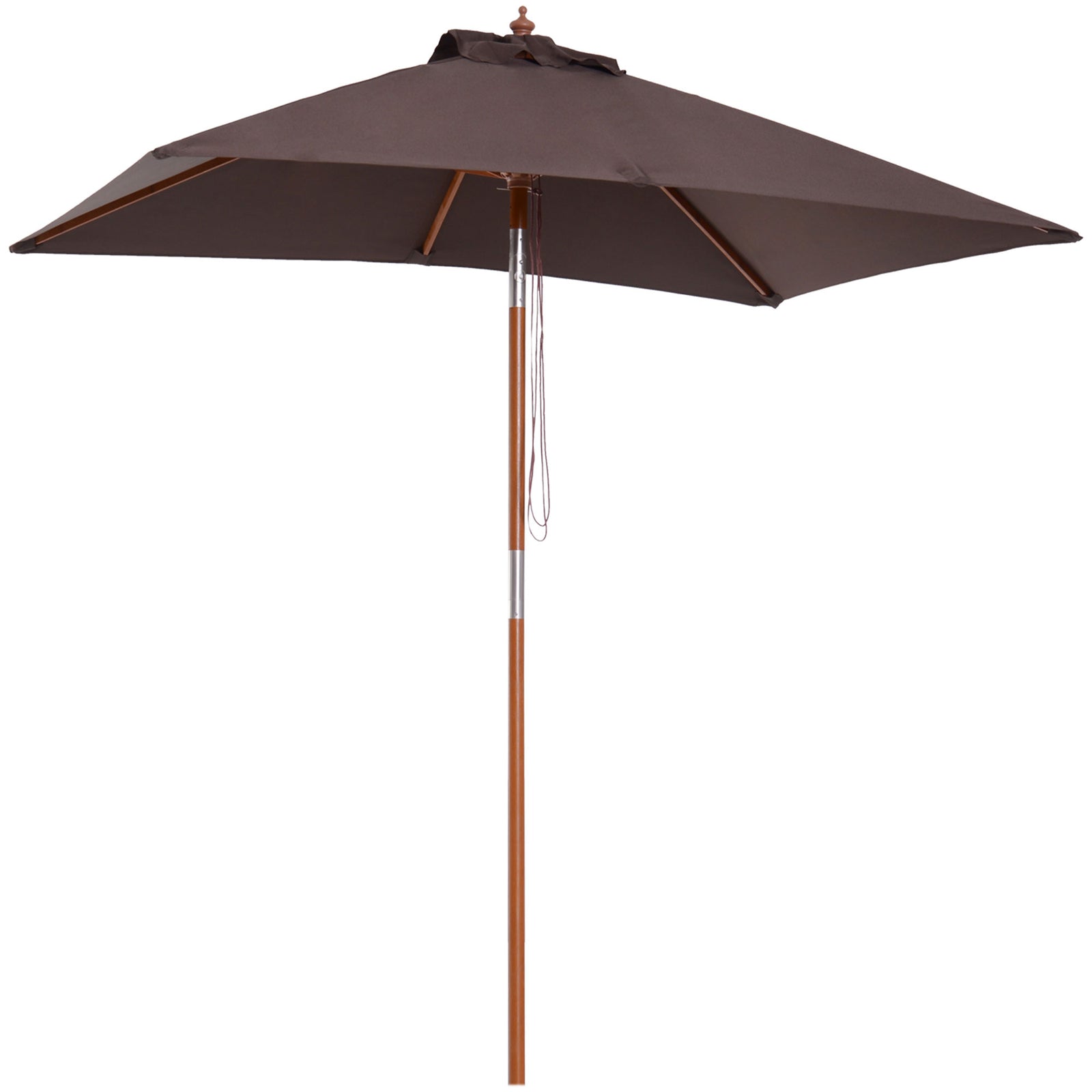 2x1.5m Wooden Patio Umbrella Parasol | Brown