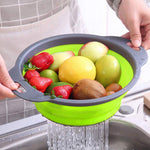 Collapsible Kitchen Silicone Colander Strainer Bowl | Green