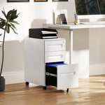 Lockable Mobile Filing Cabinet W/ 3 Drawers | Small | White
