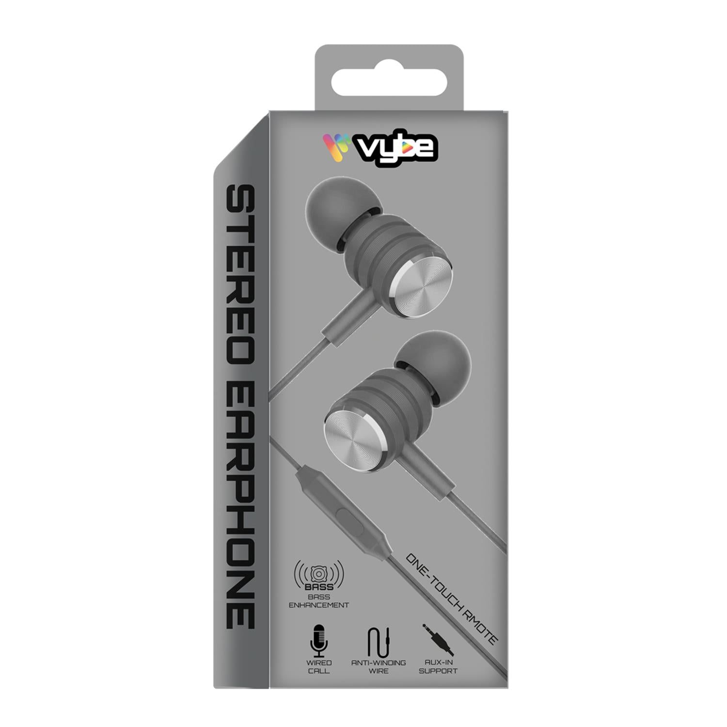Bass Enhancement One-touch Remote, Stereo Earphones | Gray