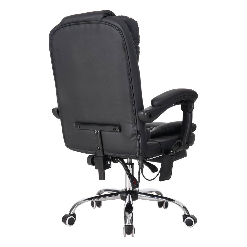 Black Pvc Executive Office Chair – High Back, Reclining 135°, Adjustable Gas Lift, Footrest, 360° Swivel, 7-point Massage