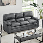 Oxford Faux Leather Sofa 3 Seater | Dark Grey