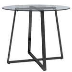 90cm Dia Modern Round Dining Table With Tempered Glass Top