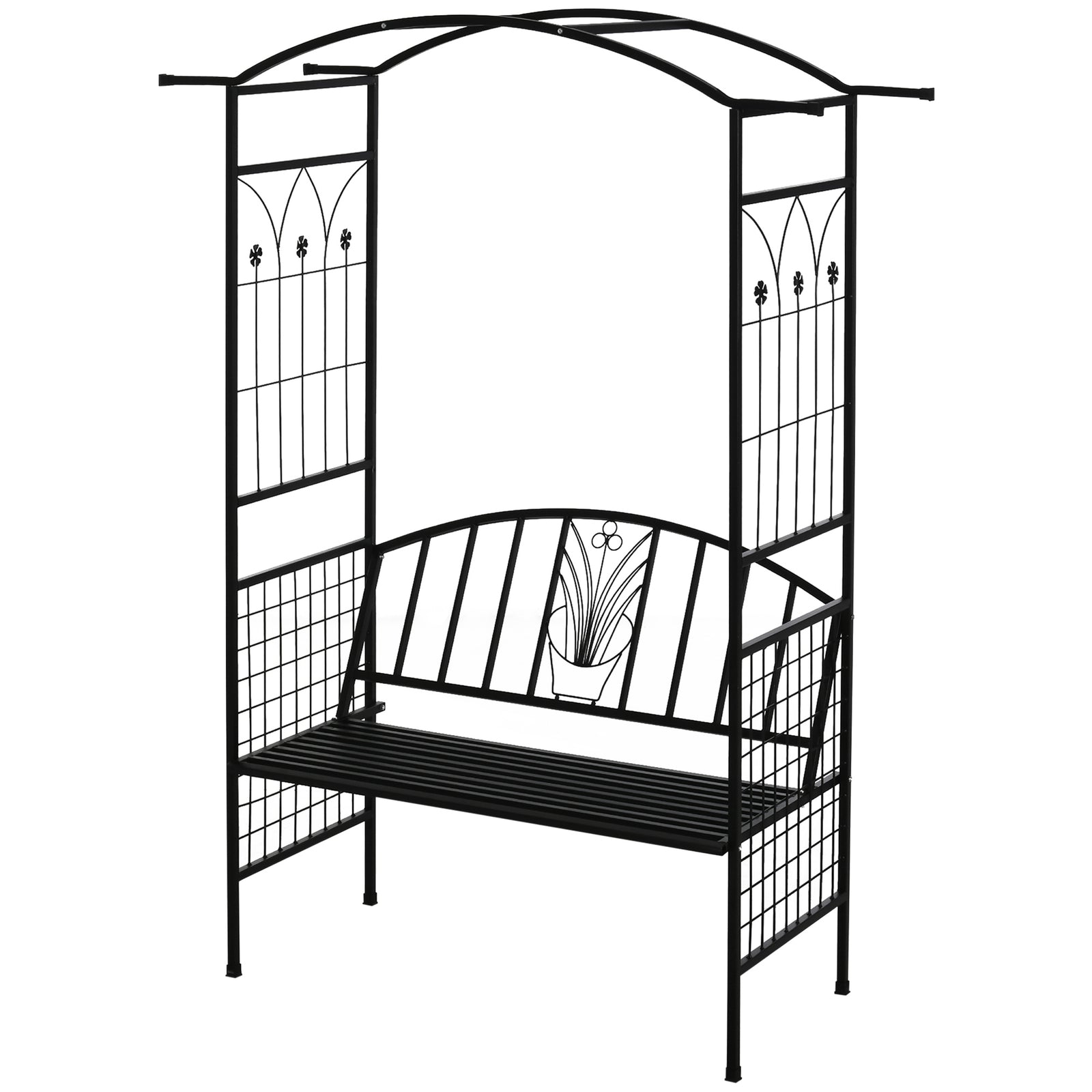 Garden Arbour Arch Metal Bench Loveseat
