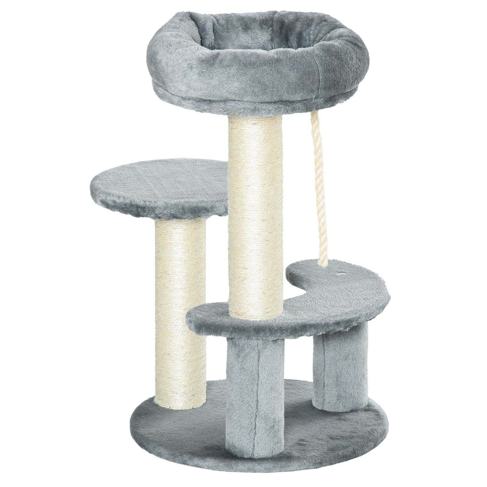 Cat Tree Scratcher Kitty Activity Center 2 Perch Sisal Rope | Gray