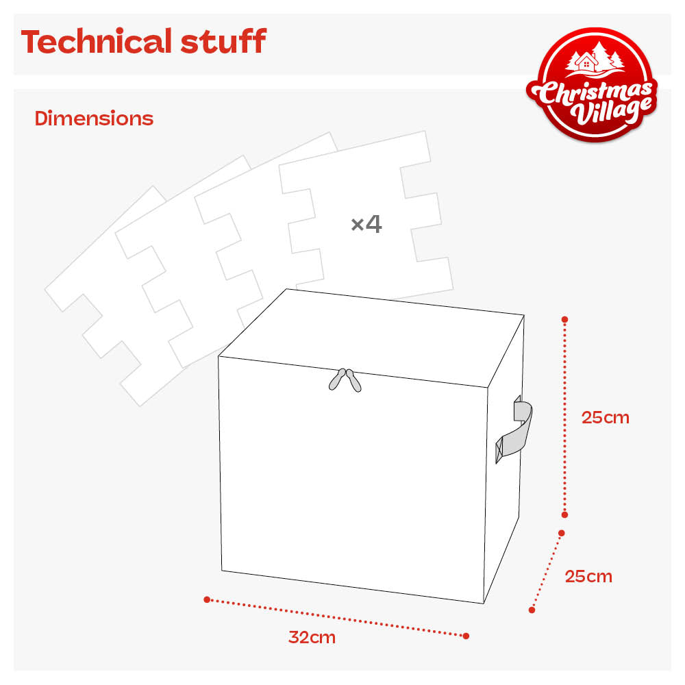 Ornament Storage Bag Box Cube With Lid And Handles | Grey
