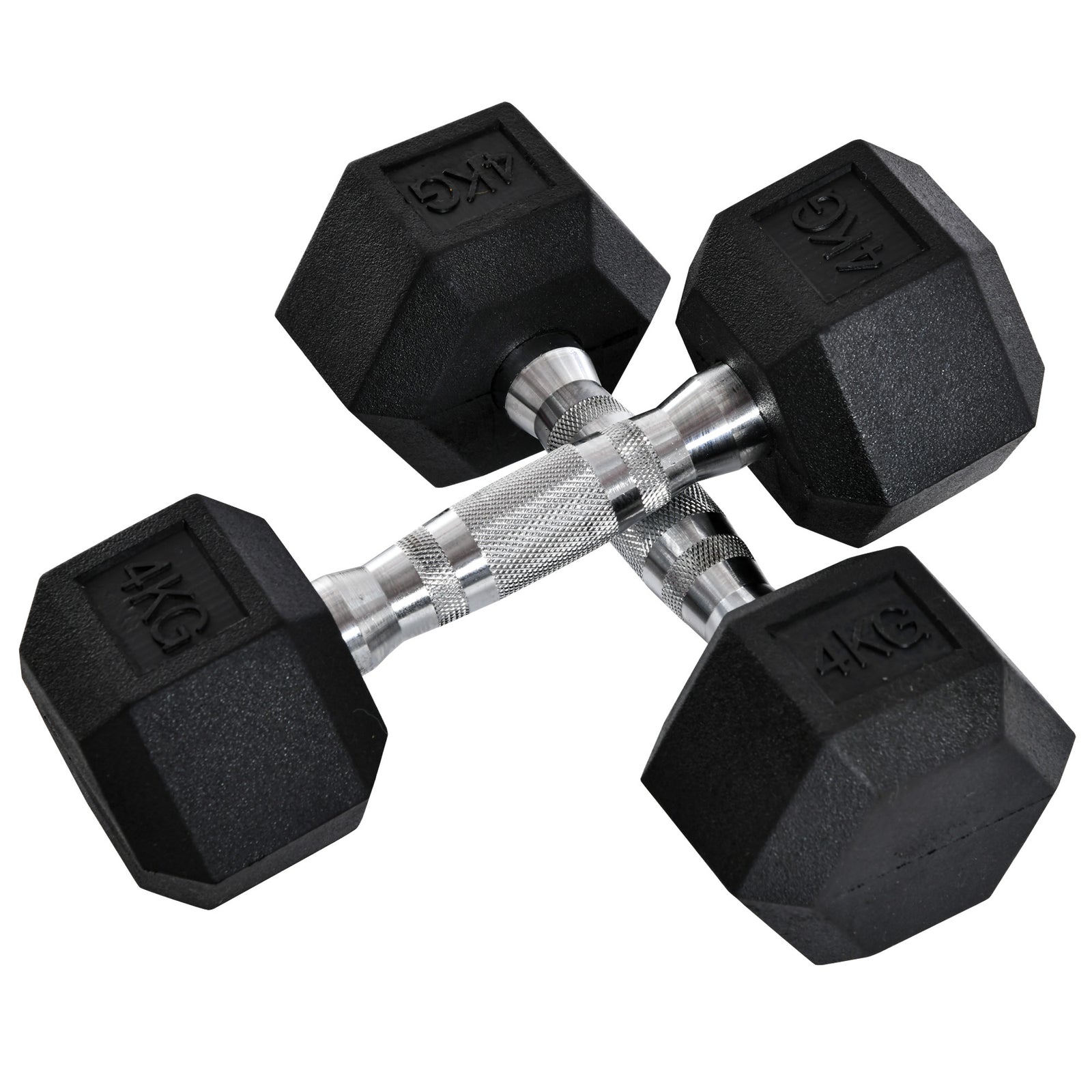 2x4kg Rubber Hex Dumbbells For Home Gym | Black