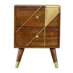 Solid Wood Gold Geometric Chestnut Bedside