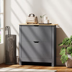 12-shoe Storage Cabinet 4 Shelves 2 Drawers Tabletop | Charcoal Grey