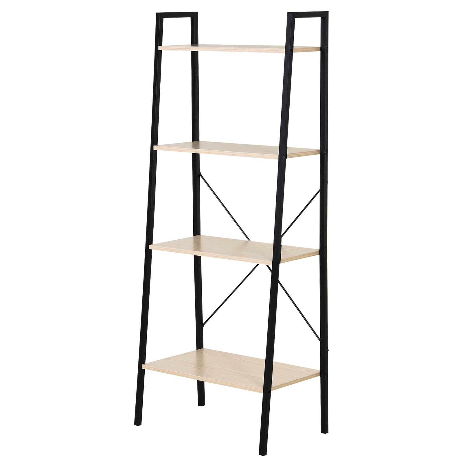 4-tier Minimalistic Ladder Shelf Unit Steel Frame Display | One Size | Beige