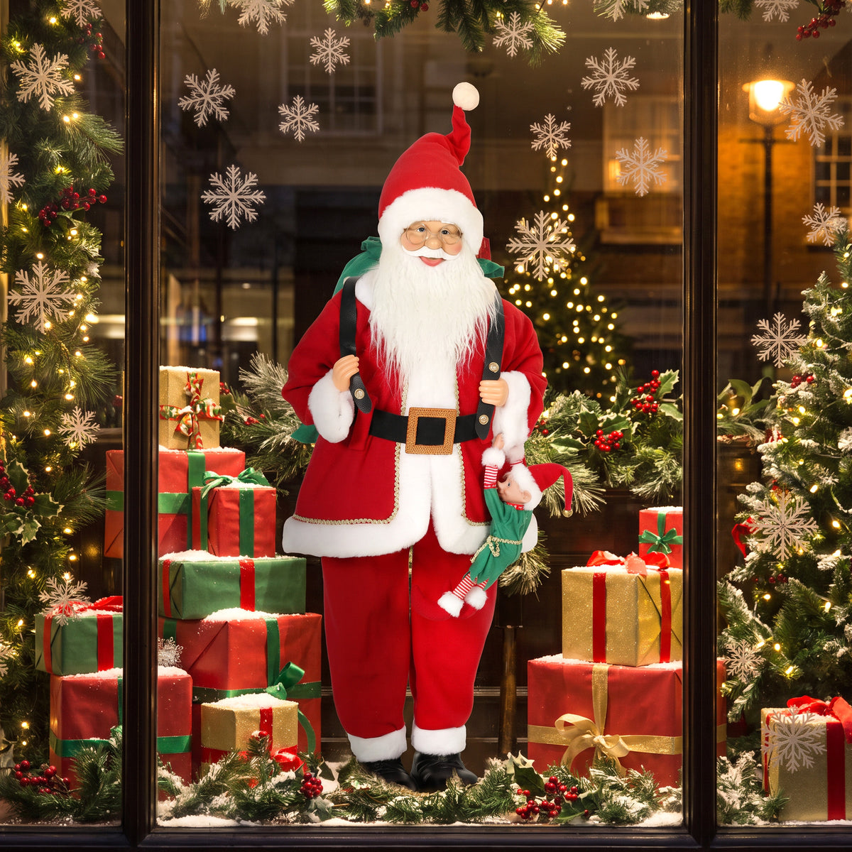 HOMCOM 4ft Christmas Singing Dancing Santa Claus With Sack, Hanging Elf