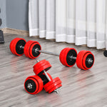 Adjustable 30kgs Barbell & Dumbbell Set | Red