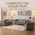 Chesterfield Scroll Arm Faux Leather Sofa 2 Seater | Grey