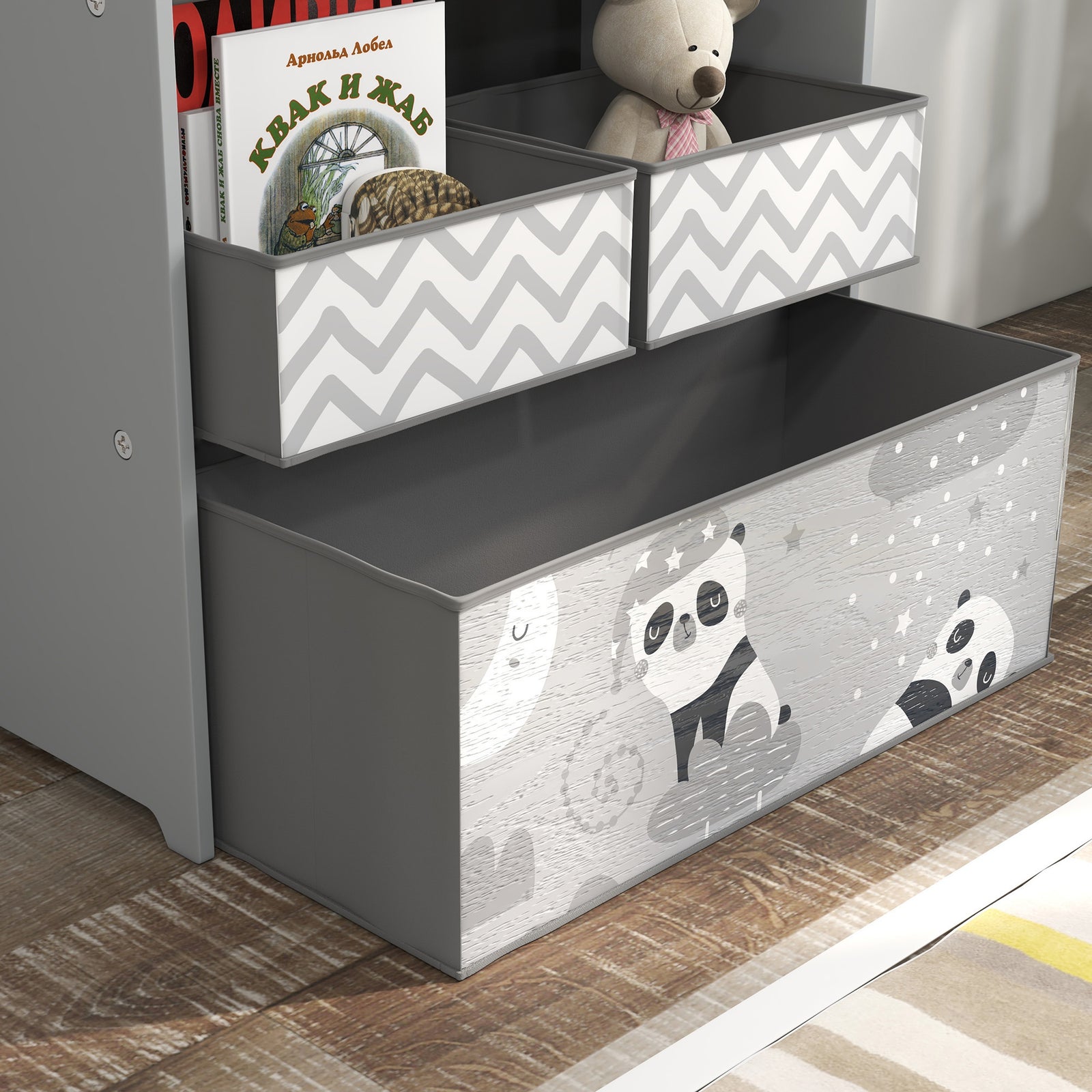 Kids Storage Units With 6 Boxes, Childrens Toy Storage Organiser | Grey