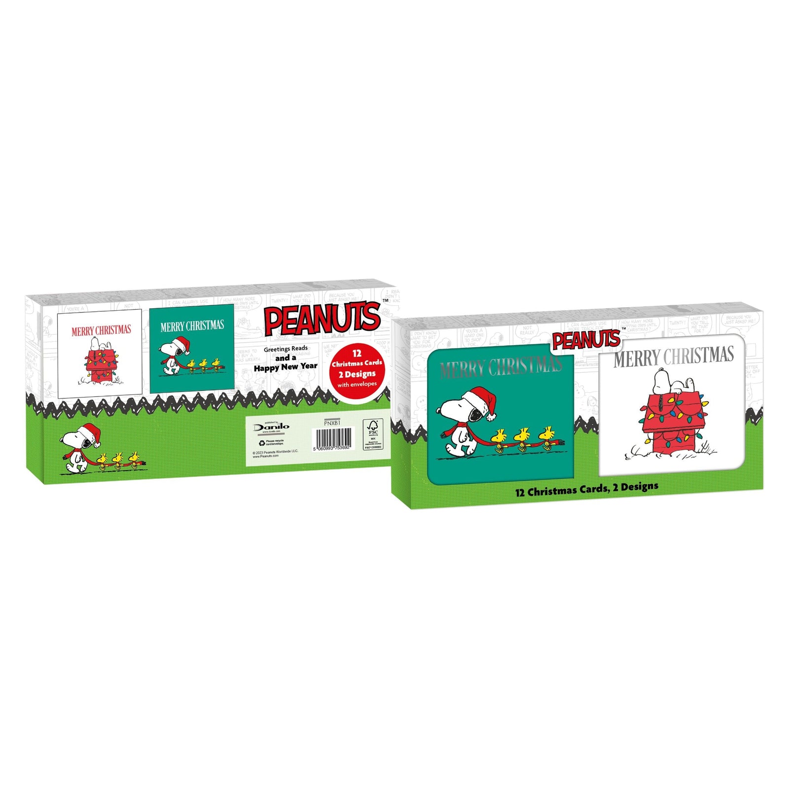 Snoopy Multipack Of 12 Christmas Cards Official Product
