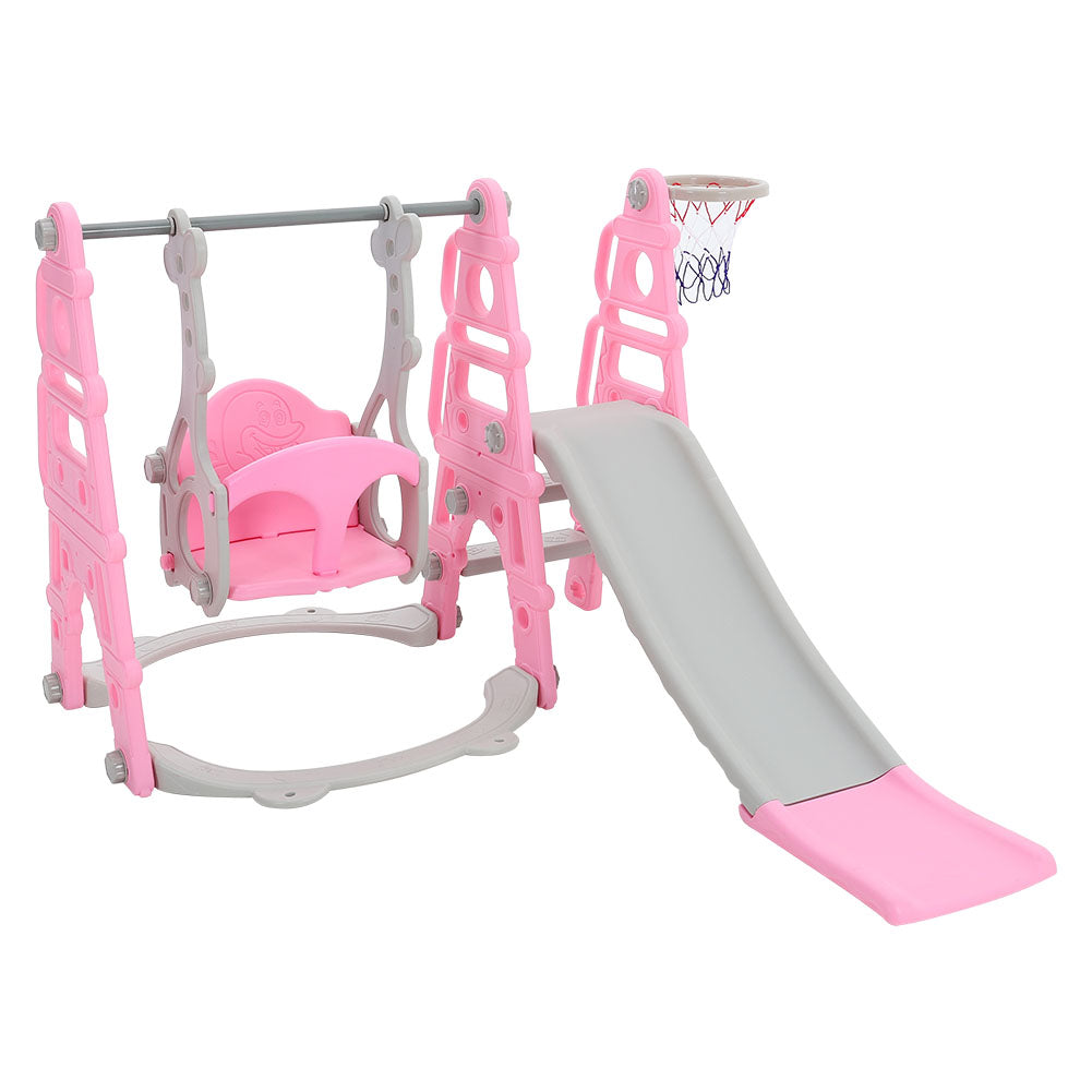 Children Toddler Swing And Slide Set With Basketball Hoop