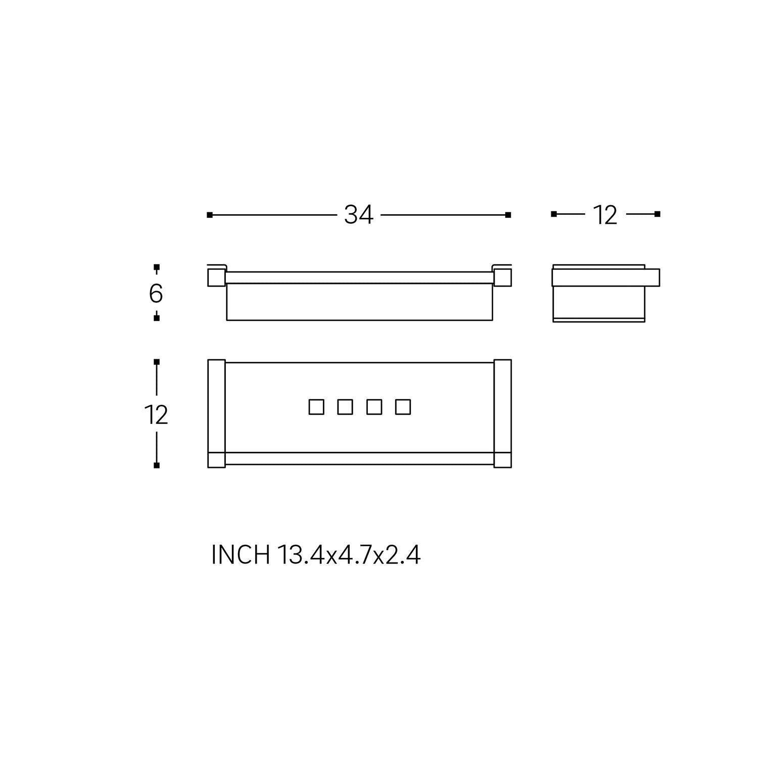 Bathroom Shelf Rectangular, 34 Cm, Silver Gloss, Metal, Wall-mounted
