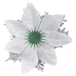 24 Pieces Artificial Christmas Tree Flowers Xmas Festive Poinsettia Flowers Ornament Set | Silver