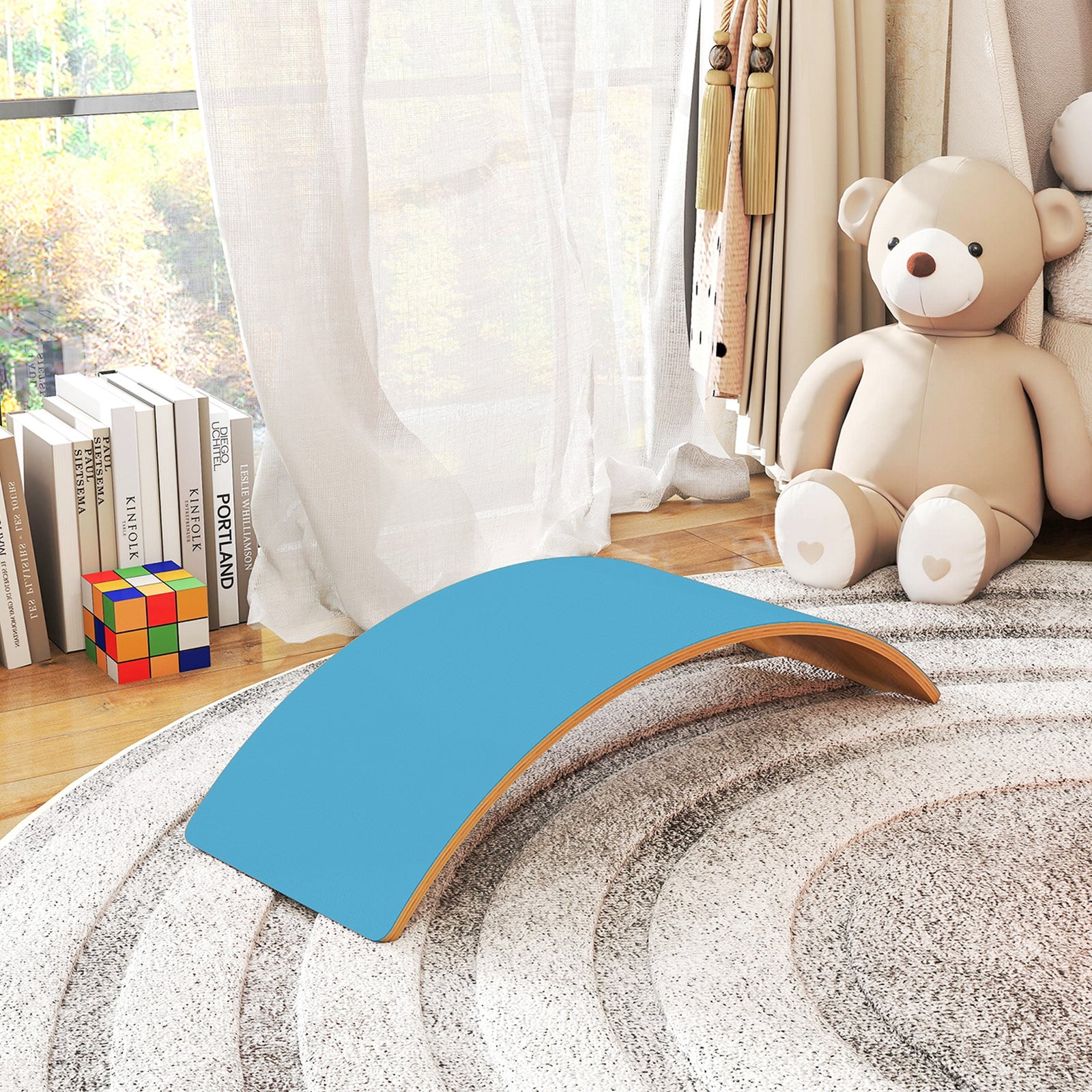 Wooden Balance Board For Kids, Wobble Board With Felt | Blue