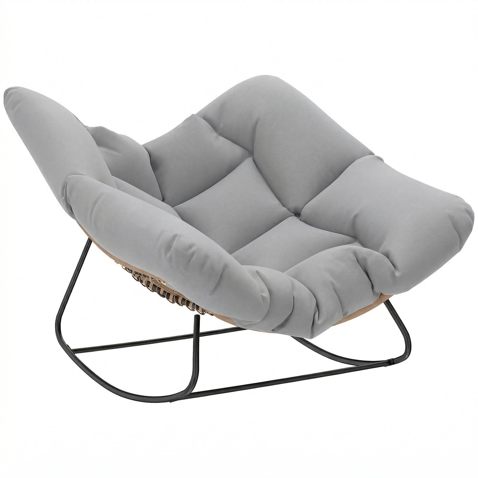 Indoor Outdoor Rocking Chair With Cushion | Light Grey
