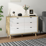 HOMCOM Storage Cabinet With 6 Drawers And 5 Legs, High Gloss White