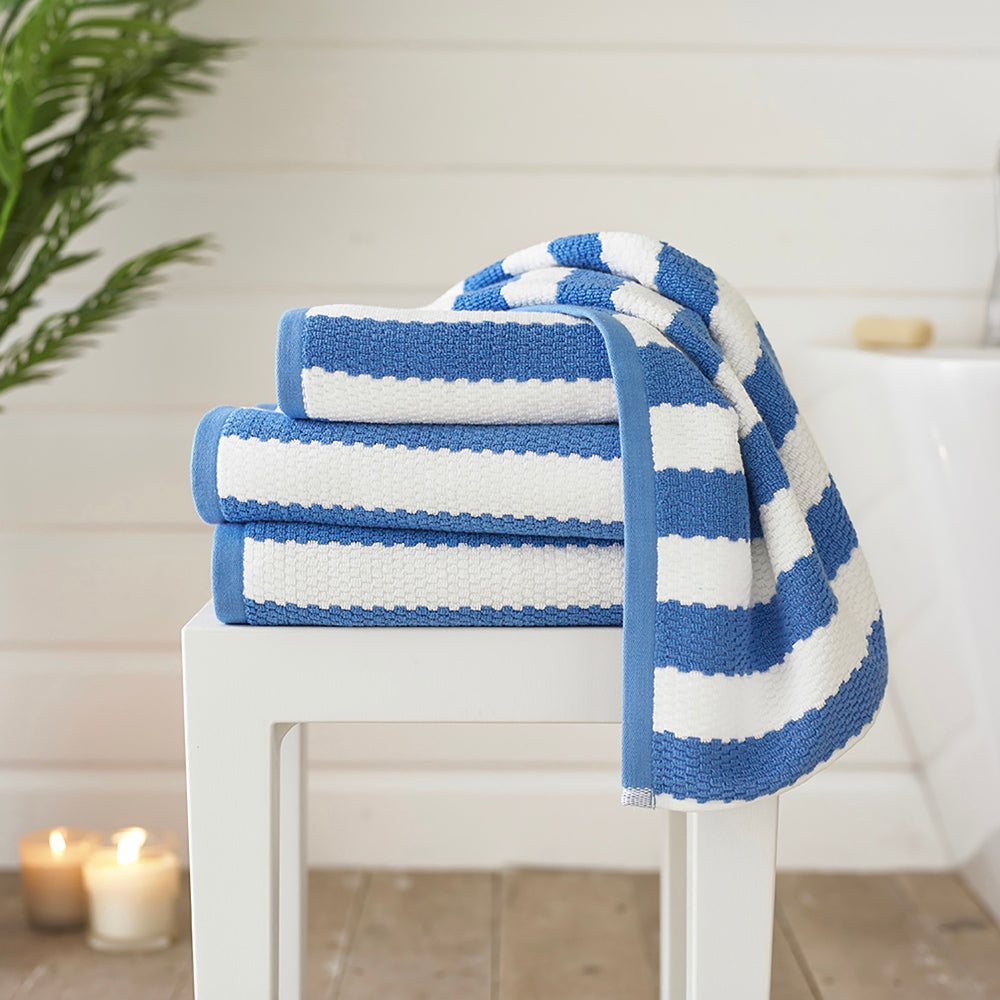 Boston Striped Towels – Vibrant, Soft & Absorbent 100% Cotton Luxury | Bath Towel | Royal Blue