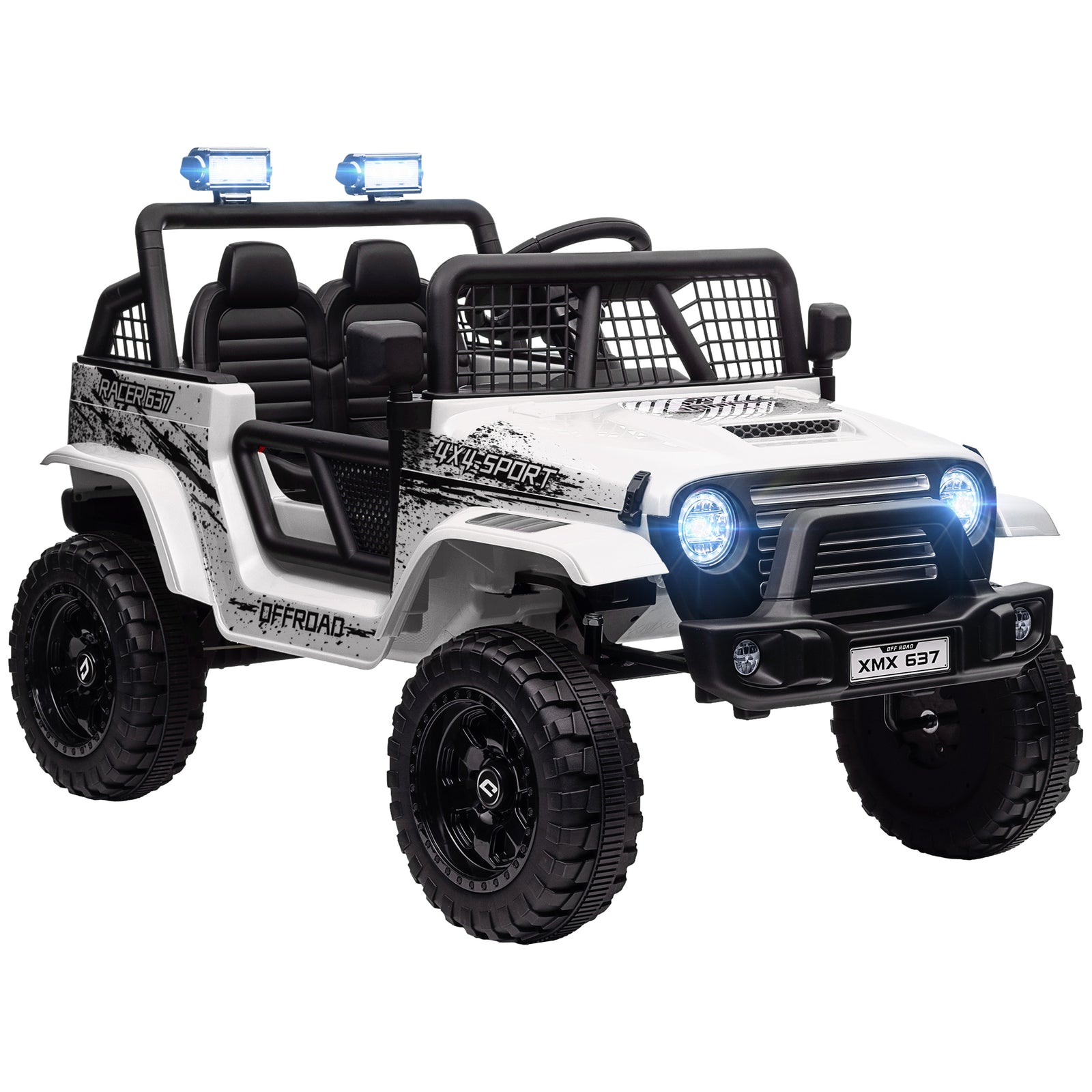 Kids Ride On Car, 12v Electric Truck W/ Suspension | White