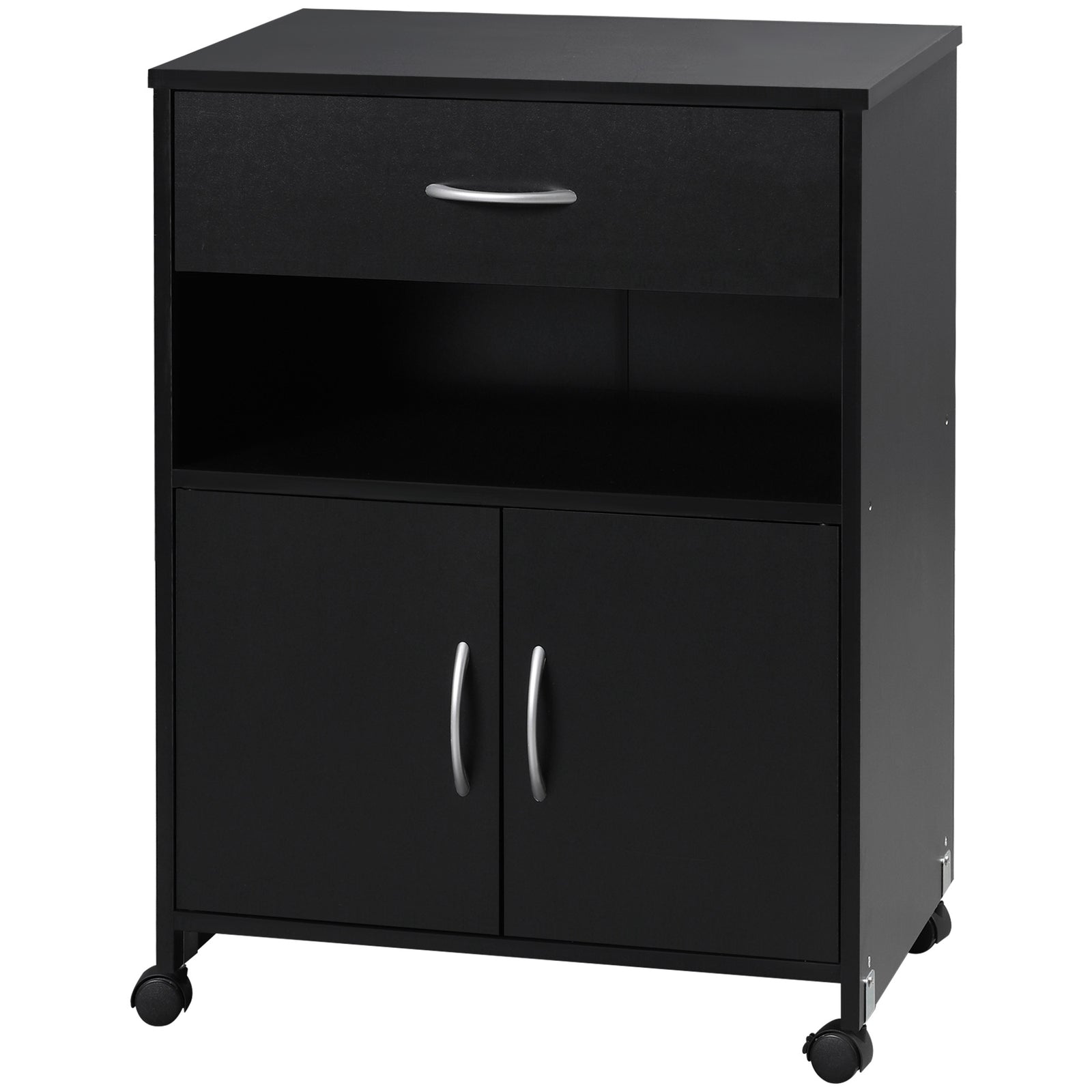 Mobile Printer Stand W/ Storage Shelf Universal Wheels | One Size | Black