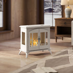 Ethanol Fireplace Stove Freestanding Bioethanol Fire, 0.9l Tank | White