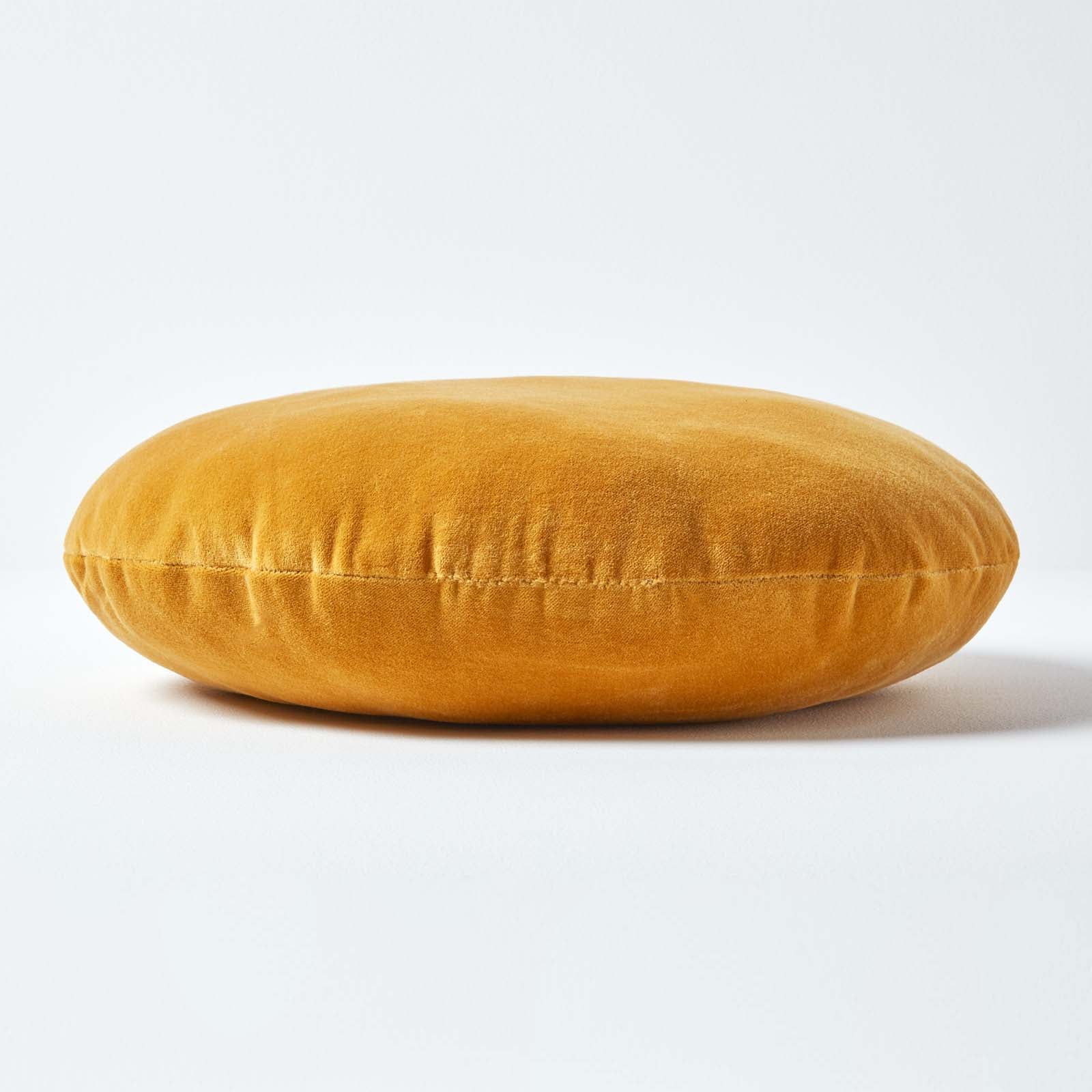 Luxury Velvet Round Cushion | 40cm x 40cm | Mustard