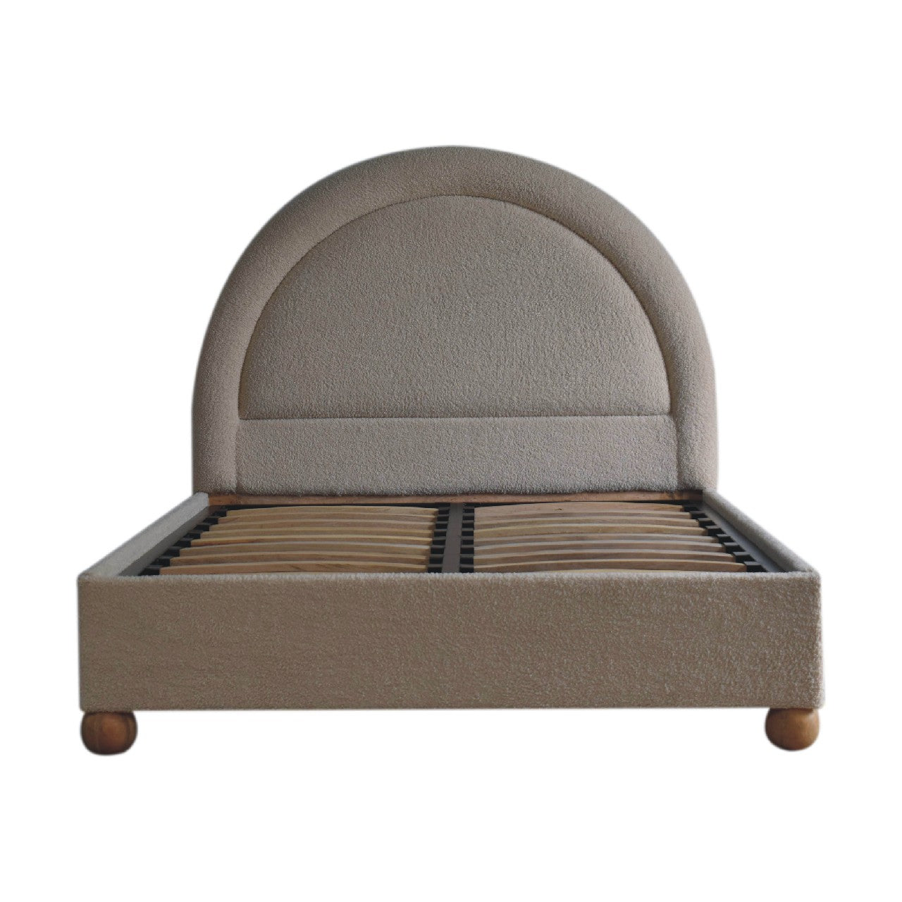 Solid Wood Cream Boucle Double Bed
