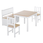 4-piece Set Kids Wood Table Chair Bench W/ Storage Function For 3 Years+ | Beige