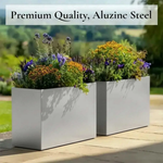 Long Zinc Galvanised Tall Trough Planter | 90cm x 30cm x 60cm | Silver