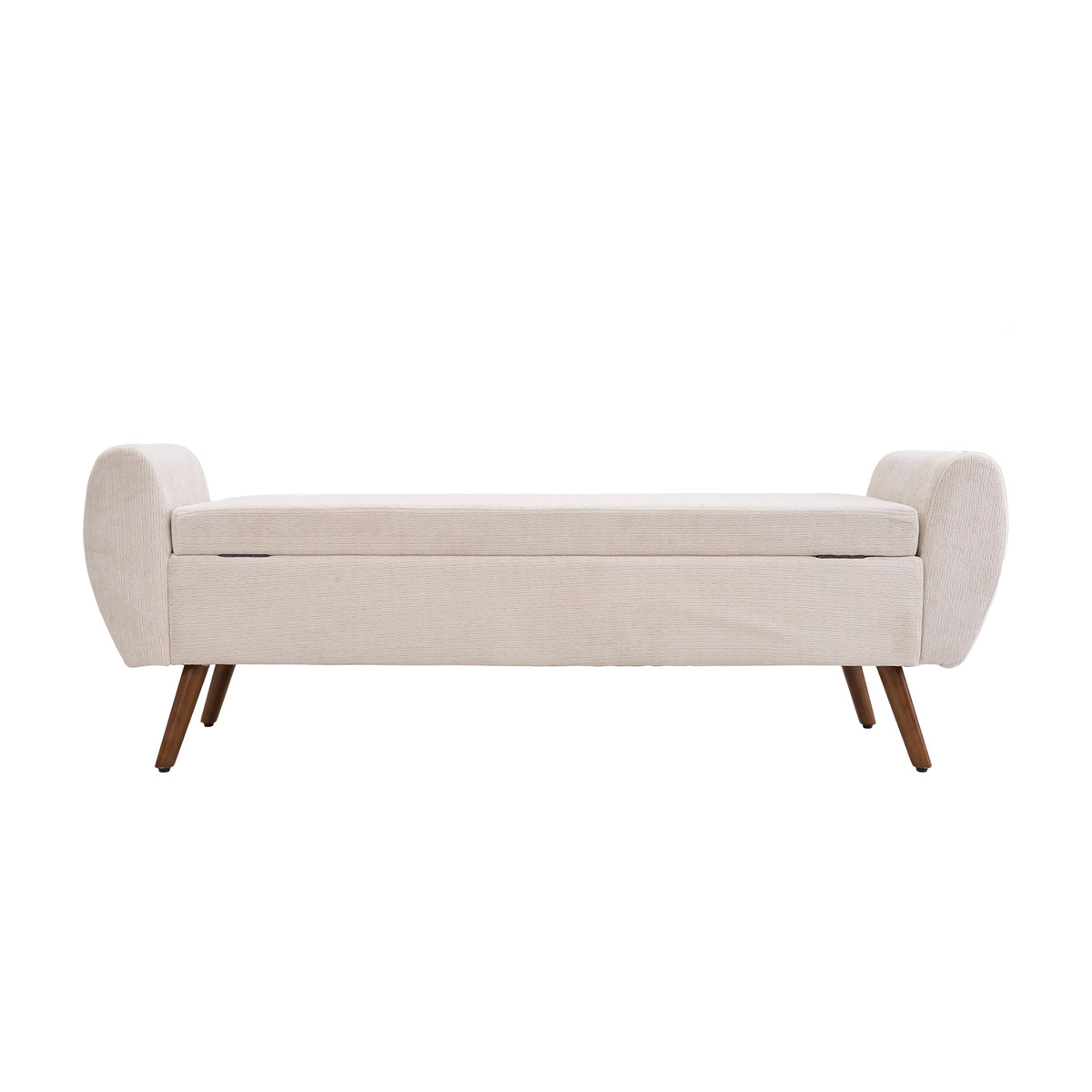 Chenille Upholstered Storage Bench | One Size | Beige