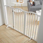 Foldable Freestanding 3/4-panel Arched Pet Gate, Indoor Safety Barrier For Doorways, Halls & Staircases | Small | White