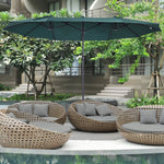 4.6m Double-sided Sun Umbrella W/ Base | Dark Green
