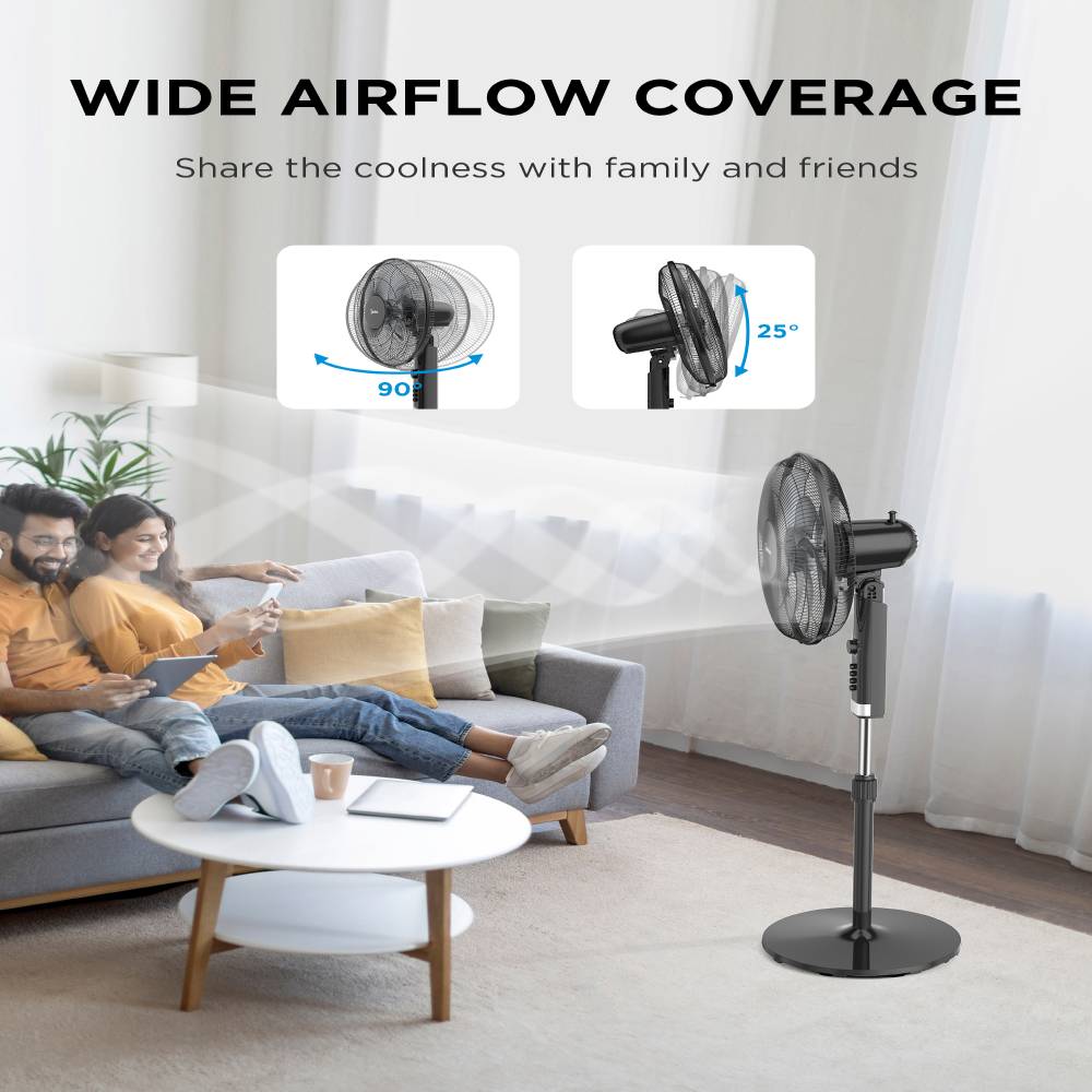 50w Pedestal Fan Adjustable Height Oscillating Standing Fan For Home Or Office