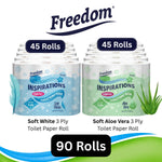 Freedom White 3-ply Toilet Paper 45 Rolls + Aloe Vera 45 Rolls